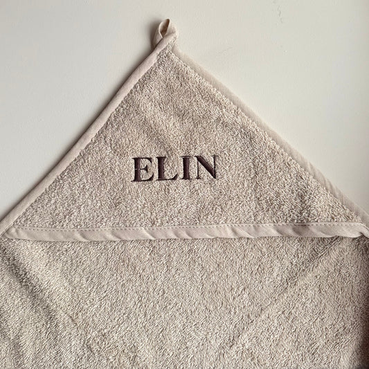 Badcape met naam - zand