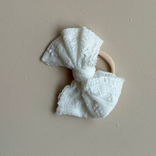 Haarelastiek met strik - off white