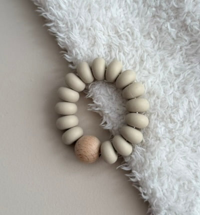 Snufie bijtring kralen - beige