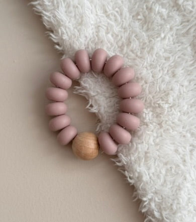 Snufie bijtring kralen - roze